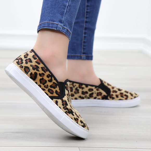 Slip On Leopard Print Furry Fashion Sneakers - Picture 8 of 15